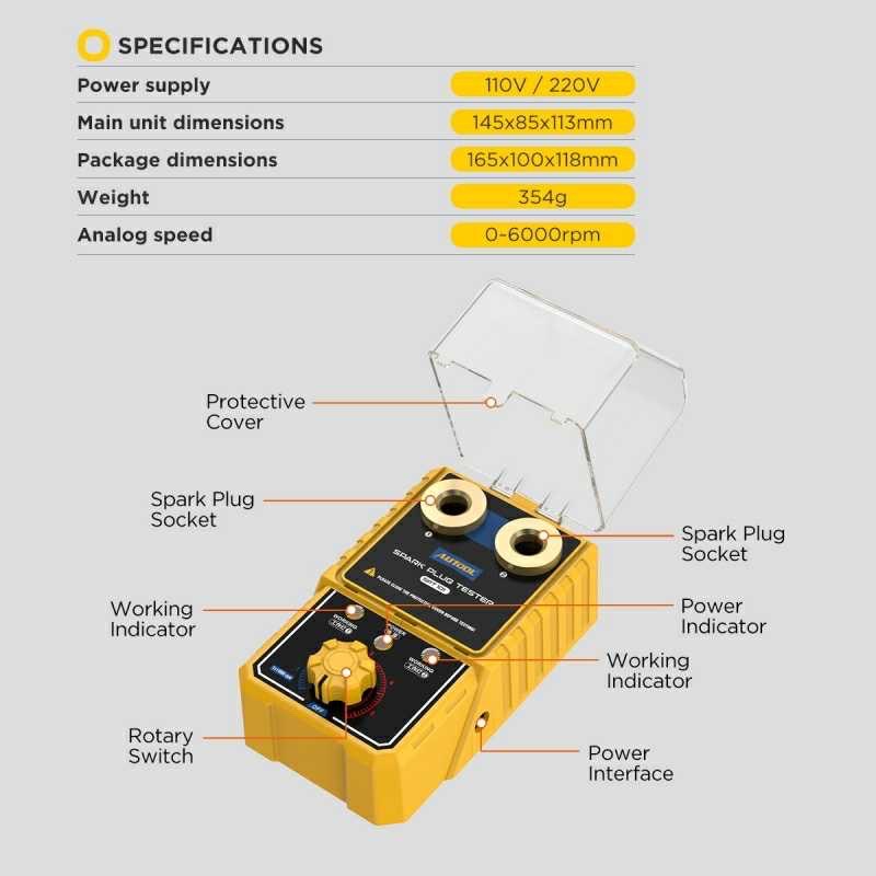 Тестер для проверки свечей зажигания Autool SPT101 launch thinkcar XTOOL OBDSTAR Avtel, Душанбе